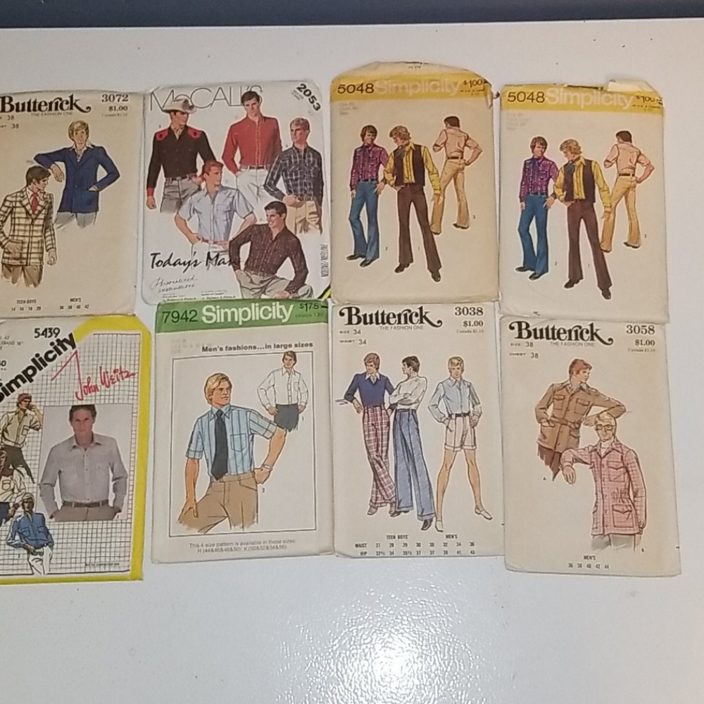 Vintage Patterns of Men's clothing various brands